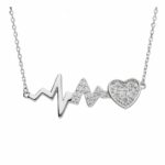 Srebrna ogrlica srce i puls "heart beat"