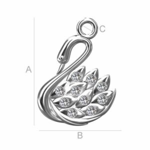 Srebrni privjesak labud sa swarovski kristalima