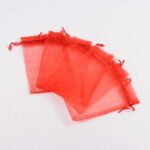 OV094-4 Ukrasna organza vrećica crvene boje.