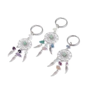 Čelični privjesak dreamcatcher aventurin i fluorit.