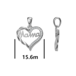 Srebrni privjesak srce s natpisom mama-SP46678