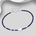 Srebrna narukvica križ s lapis lazulijem-SB7236-lapis lazuli