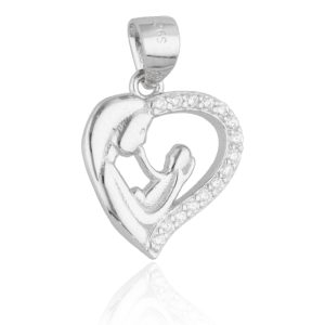 Srebrni privjesak srce i mama