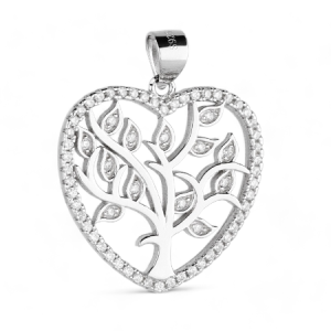 Srebrni privjesak srce i drvo