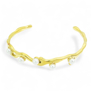 Narukvica od pozlaćenog čelika sa slatkovodnim biserima