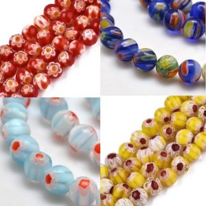 Staklene perle millefiori 6mm / niska oko 67 kom