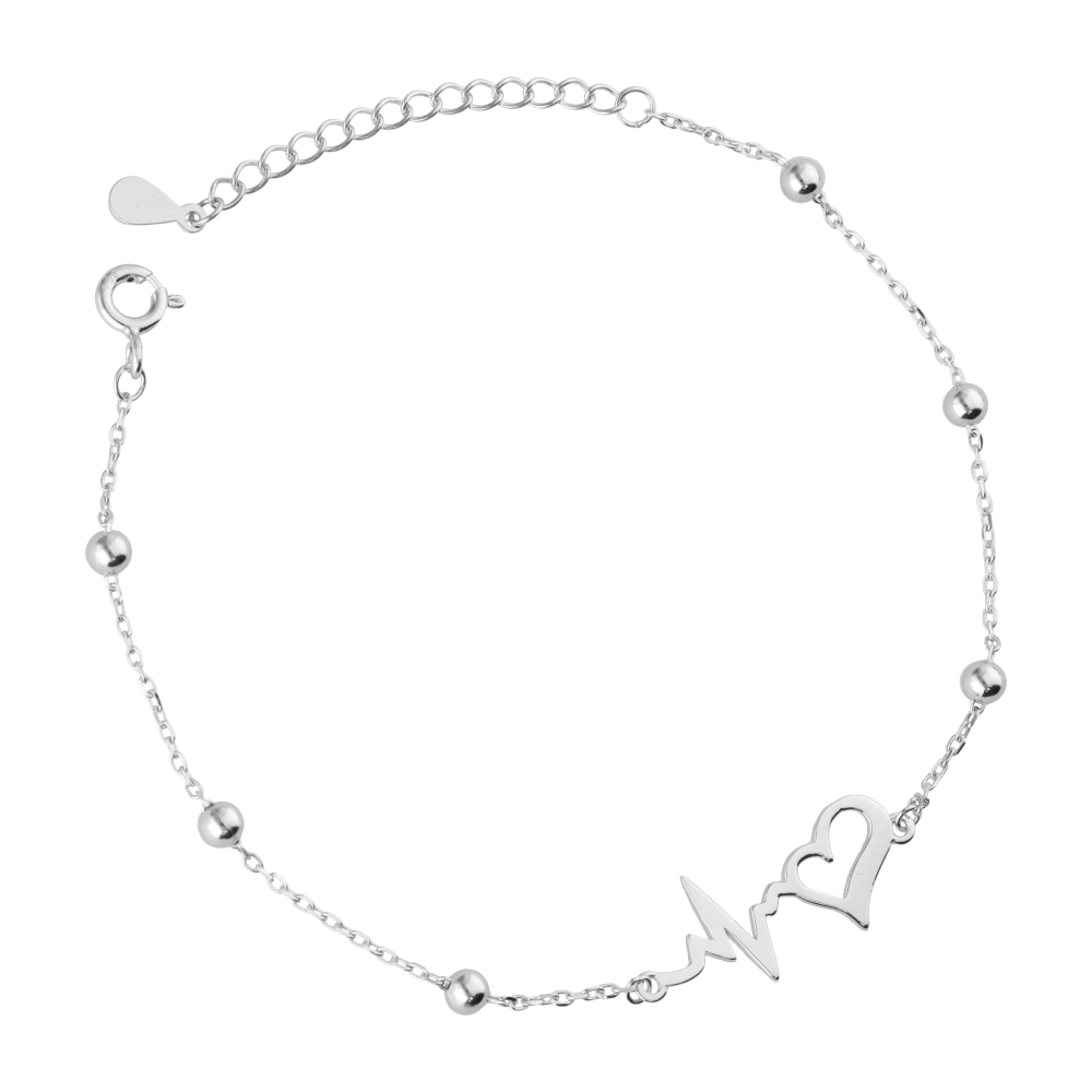 Srebrna narukvica srce i puls