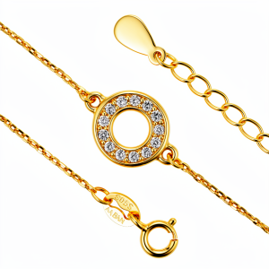 Srebrna narukvica ring s pozlatom