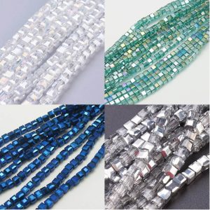 Staklene perle kocke facetirane 4x4mm/10 kom